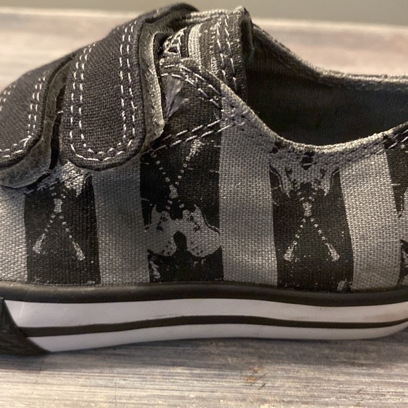 Black and Gray Striped Rocker Sneakers with Velcro straps - Picture 7 of 7